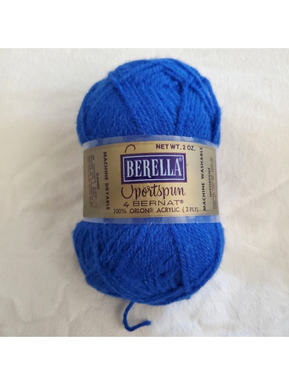 Berella Sportspun Yarn 2oz Royal Blue 100% Orlon Acrylic 3 Ply